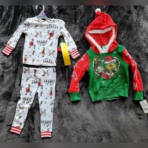 NWT Christmas Dr Seuss The Grinch pajama set & ugly sweater bundle, 12 & 18 mnth